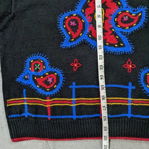 Vintage Leslie Fay Black Paisley Sweater Mock Neck - Picture 7 of 10